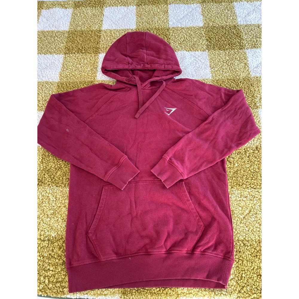 Gymshark Mens Small‎ Claret Red Pullover Hoodie GMPO4227-CLR Fleece Sweatshirt
